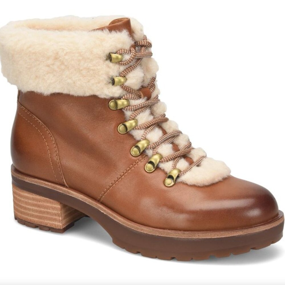 NEVER WORN Kork-Ease Winslet Brown Ambra/Fig Genuine Shearling Boot, 7.5